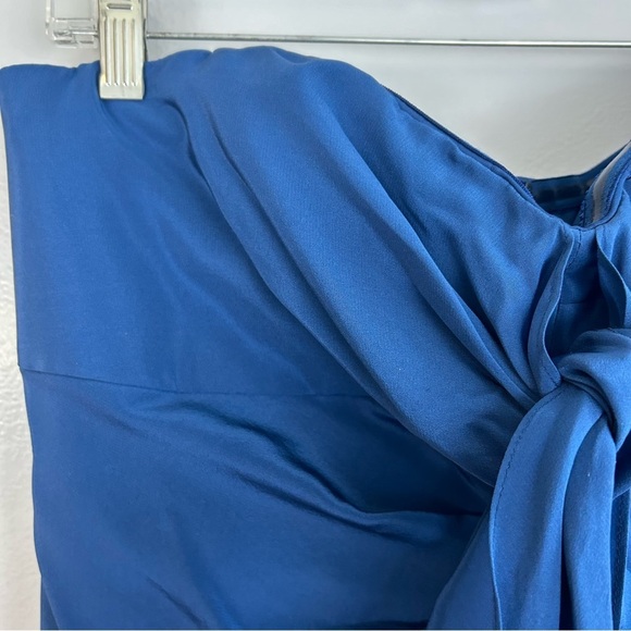 NNWT BCBGMaxAzria Ink Blue Strapless Silk Mini Dress with Ruffles/Bow Size 12 - Picture 4 of 11